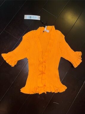 BCBGeneration Orange ribbed scrunch top (XXS)